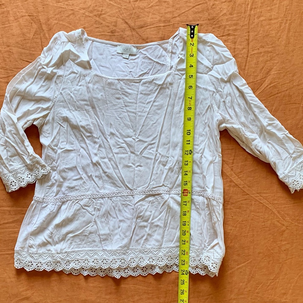 LOFT Cream Lace Blouse, Size L - Picture 4 of 6